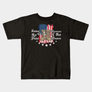 home of the free because of the brave Kids T-Shirt